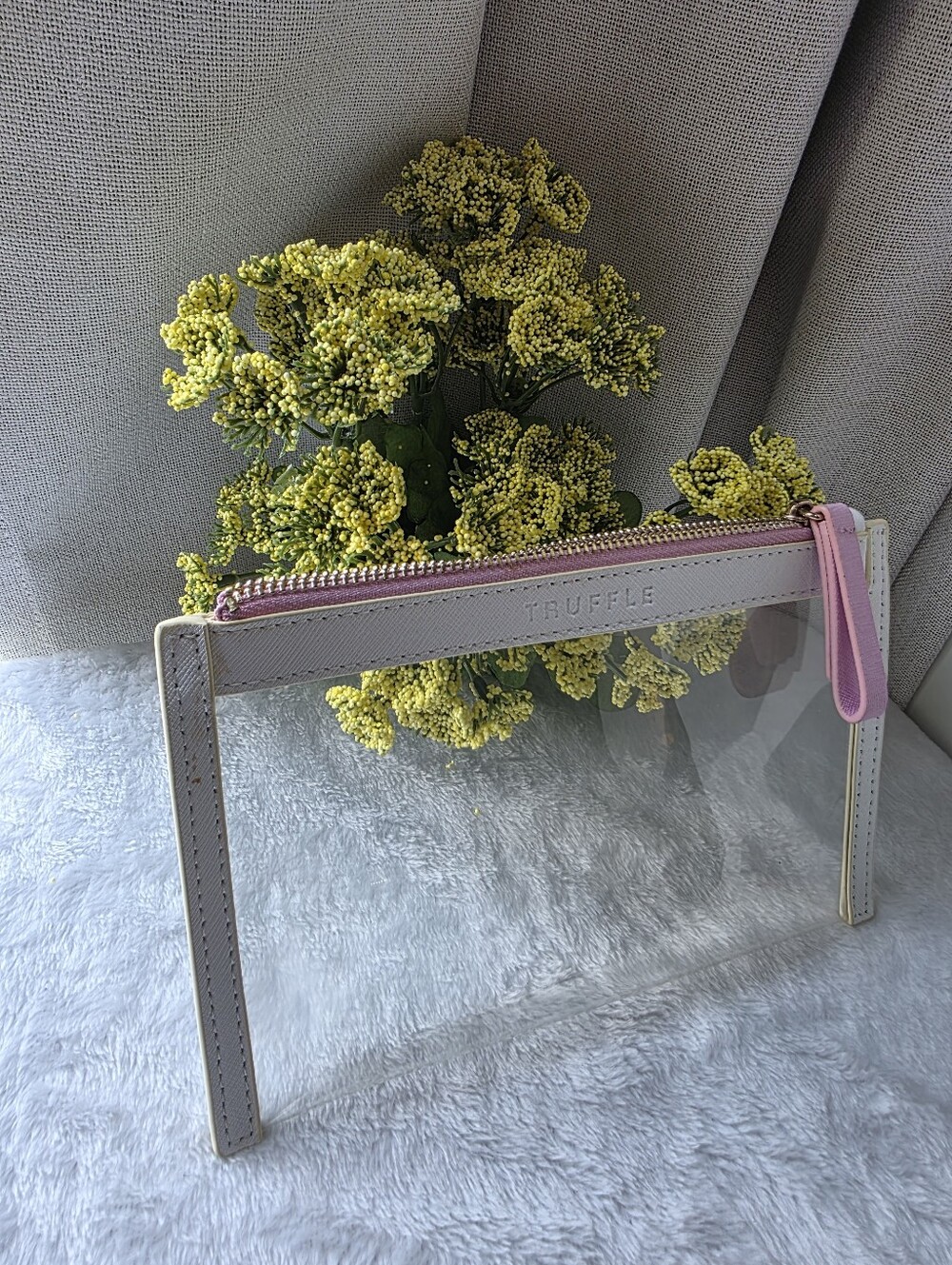 TRUFFLE Mini Clarity Clutch - White & Pink - Picture 2 of 6